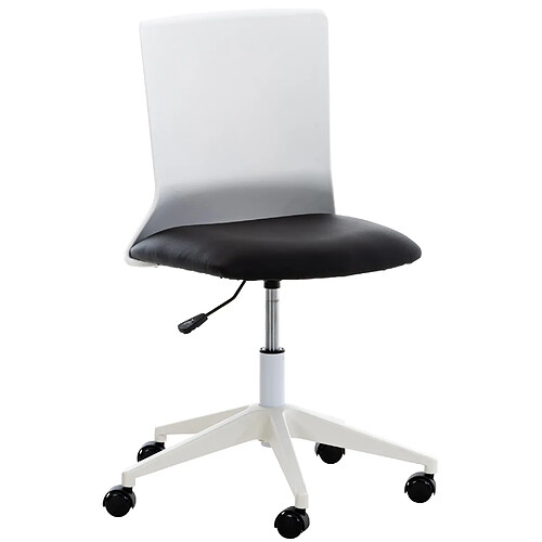 Decoshop26 Chaise de bureau sur roulettes moderne pivotante hauteur réglable plastique blanc et synthétique noir BUR10494