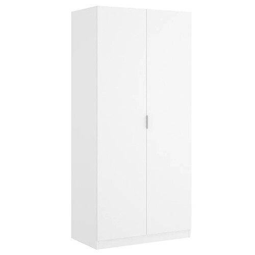 Pegane Armoire, meuble de rangement en bois mélaminé avec 2 portes coloris blanc - Longueur 81 x Profondeur 52 x Hauteur 184 cm