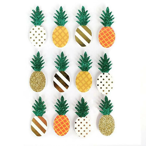 Graines Creatives 12 stickers 3D Ananas 4,5 cm