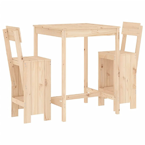 Maison Chic Table de bar et chaises d'extérieur 3 pcs,Ensemble de bar de jardin pour relax bois de pin massif -GKD521892