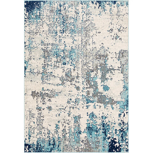 Surya SARAH - Tapis abstrait, Bleu, Gris et Blanc - 160x220cm