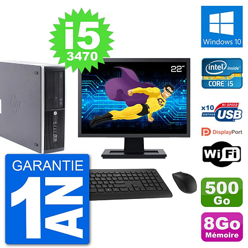 PC HP Compaq Pro 6300 SFF Ecran 22" i5-3470 RAM 8Go Disque 500Go Windows 10 Wifi · Occasion