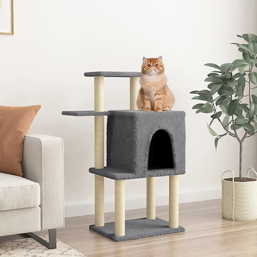 Arbre à chat avec griffoirs,niche pour chat en sisal gris foncé 97 cm -MN29217