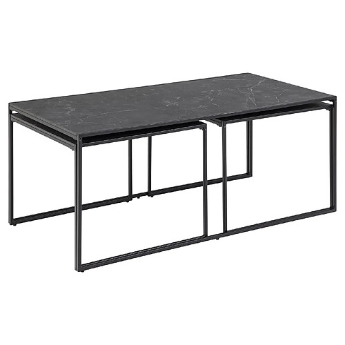 Toilinux Table basse extensible en 3 pièces en Mélamine et Métal - L.120 à 232 cm - Noir