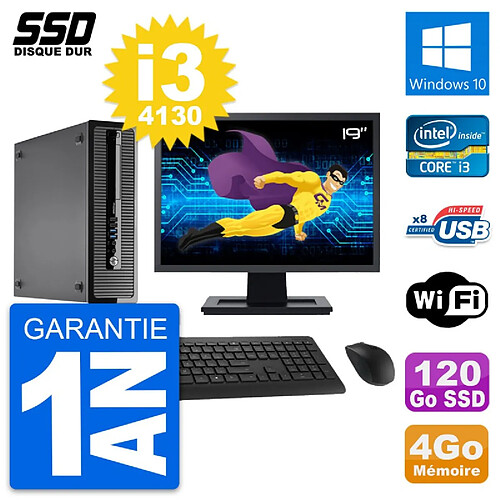 PC HP ProDesk 400 G1 SFF Ecran 19" i3-4130 RAM 4Go SSD 120Go Windows 10 Wifi · Occasion