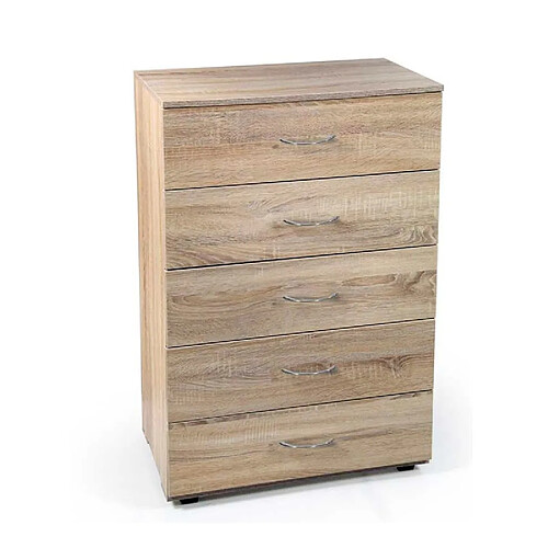 Webmarketpoint Commode pour chambre 5 tiroirs en chêne cm 68 x 40 x 101 h