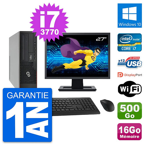 PC Fujitsu E910 DT Ecran 27" Intel i7-3770 RAM 16Go Disque 500Go Windows 10 Wifi · Occasion