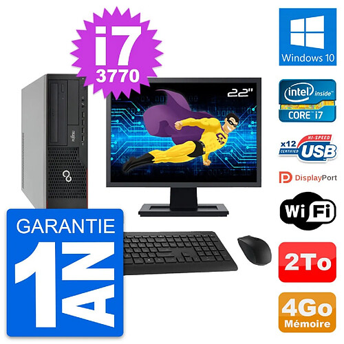 PC Fujitsu E910 DT Ecran 22" Intel i7-3770 RAM 4Go Disque 2To Windows 10 Wifi · Occasion