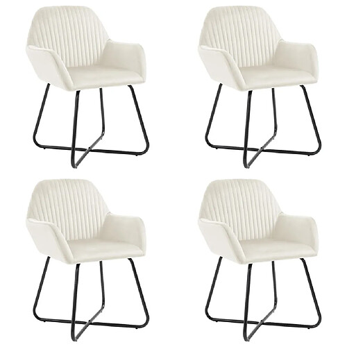 vidaXL Chaises à manger lot de 4 Crème Velours