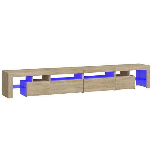 Maison Chic Meuble TV avec lumières LED, Banc TV pour salon, Meuble de rangement Chêne sonoma 260x36,5x40 cm -GKD45323