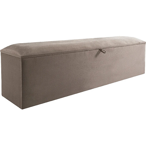 Vivenla Banc bout de lit coffre avec rangement coloris taupe design en velours L. 170 x P. 41 x H. 45 cm collection BARCELONA