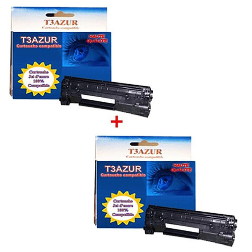 T3Azur CB436A - 2 Toners HP LaserJet P1505 / P1505N - Compatible