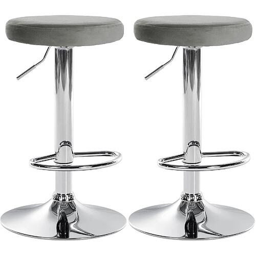 Non Lot de 2 tabourets de bar Ponte velours chrome