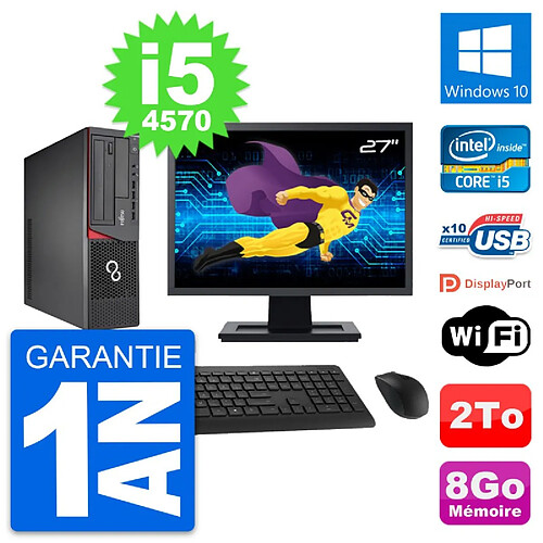 PC Fujitsu E720 DT Ecran 27" Intel i5-4570 RAM 8Go Disque 2To Windows 10 Wifi · Occasion