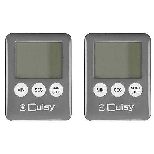 Cuisy Minuteur électronique aimanté coloré (Lot de 2) Gris.