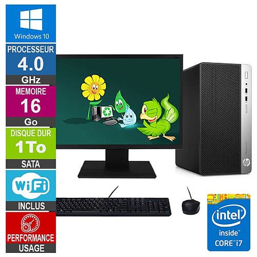 PC HP ProDesk 400 G4 MT i7-6700 4GHz 16Go/1To Wifi W10 + Ecran 24 · Reconditionné