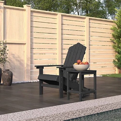 vidaXL Chaise de jardin Adirondack avec table PEHD Anthracite