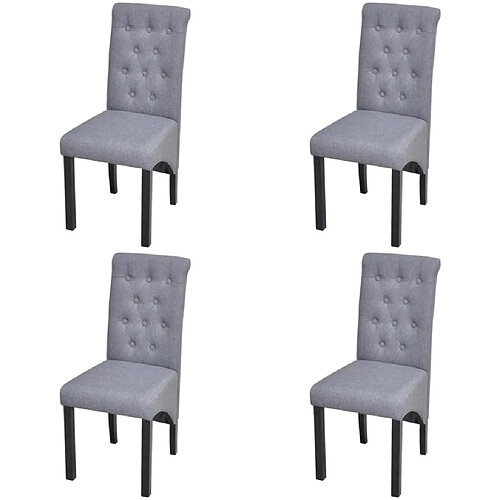 Decoshop26 Lot de 4 chaises de salle à manger cuisine dossier capitonné en tissu gris clair CDS021520