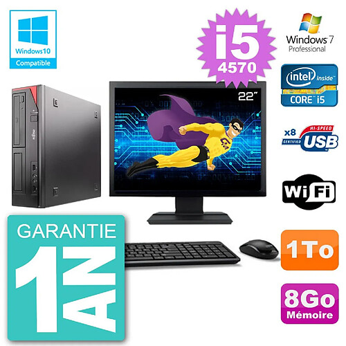 PC Fujitsu Esprimo E520 Ecran 22" i5-4570 RAM 8Go Disque 1To Graveur DVD Wifi W7 · Occasion