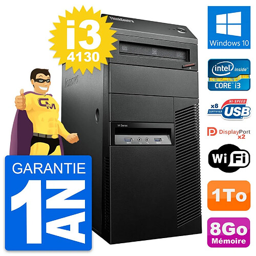 PC Tour Lenovo ThinkCentre M93p Intel i3-4130 RAM 8Go Disque 1To Windows 10 Wifi · Occasion