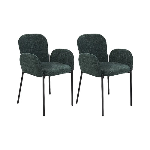 Beliani Chaise de salle à manger Set de 2 Tissu Vert foncé ALBEE