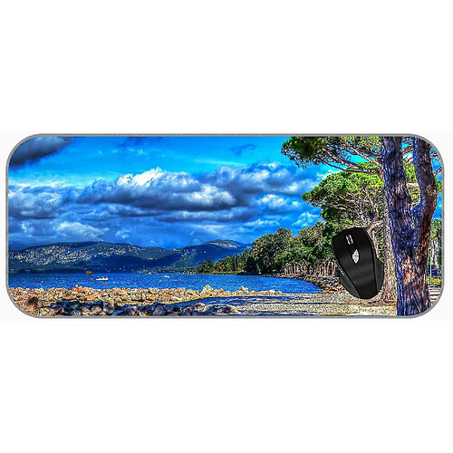 Universal (750x300x3) XXL PAD DE MONDE OFFICIELLE COURD Cloud Earth Rock Tree Coast Blue Gaming Mouse Pad