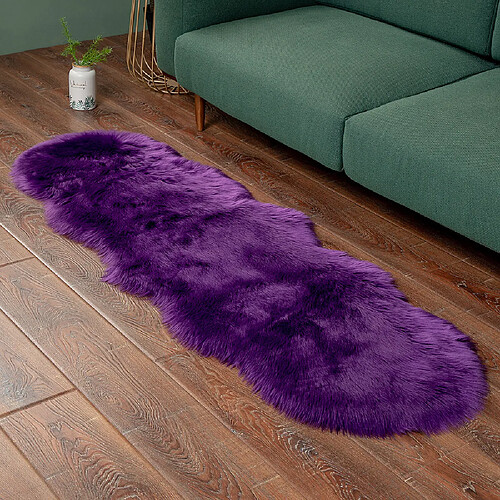 LUUCOZK Tapis moelleux en fausse fourrure, tapis à poils longs pour chambre à coucher, salon, violet-60x200cm