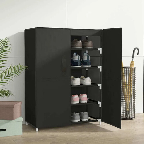 Maison Chic Armoire à Chaussures Noir,Meuble de Rangement à Chaussures 60x28x90 cm Tissu -MN43786