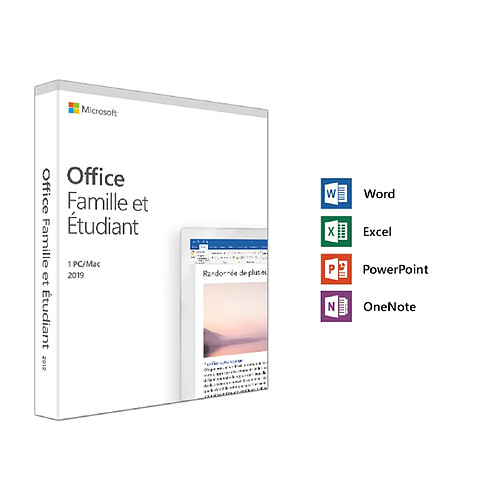 Microsoft Office Famille et Etudiant 2019 - Licence Perpétuelle - 1 utilisateur - A télécharger