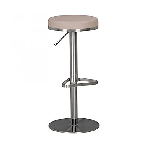 Mes Tabouret de bar rond réglable en hauteur 38x38x57/82 cm en PU taupe