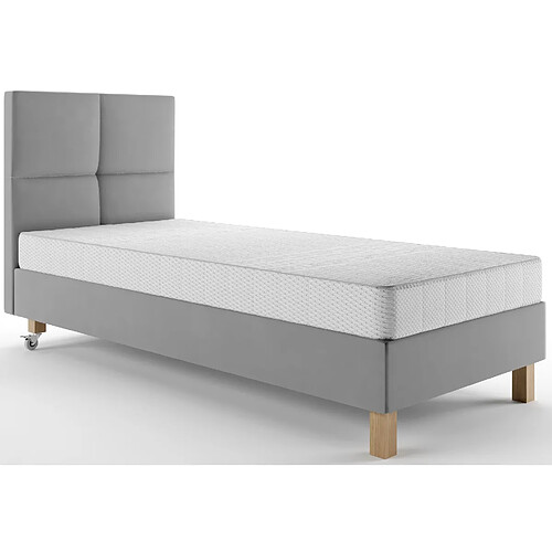 TRADA Lit d’hôtel 100x200 cm DUBAI avec matelas ressorts ensachés et la tête de lit - tissu velours