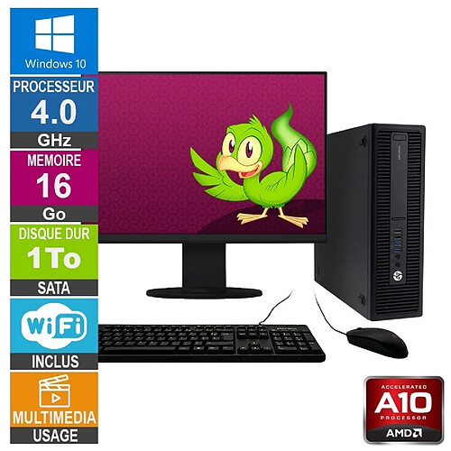 HP 705 G2 SFF A10-8750B 4GHz 16Go/1To Wifi W10 + Ecran 27 · Reconditionné