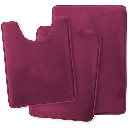 LUUCOZK Tapis de bain antidérapants absorbants à séchage rapide, décoration de salle de bain, rouge vin-50x80cm+40x60cm+40x50cm Forme U