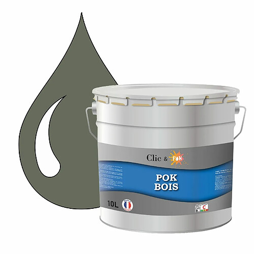 Pok Peinture de Finition Solvantée Laque Semi-Brillante Boiseries Intérieures et Extérieures - 10L - RAL 7023 - Gris Béton