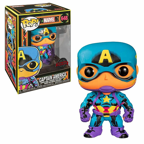 Ludendo Figurine POP Bobble Captain America Marvel Black Light