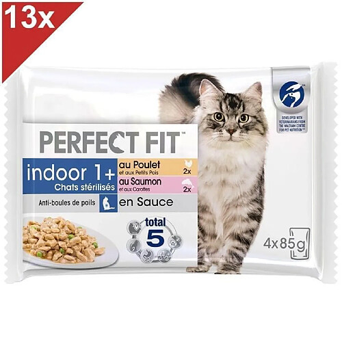 PERFECT FIT Sachets fraîcheur en sauce - 2 variétés - Pour chat stérilisé - 4 x 85 g (x13)