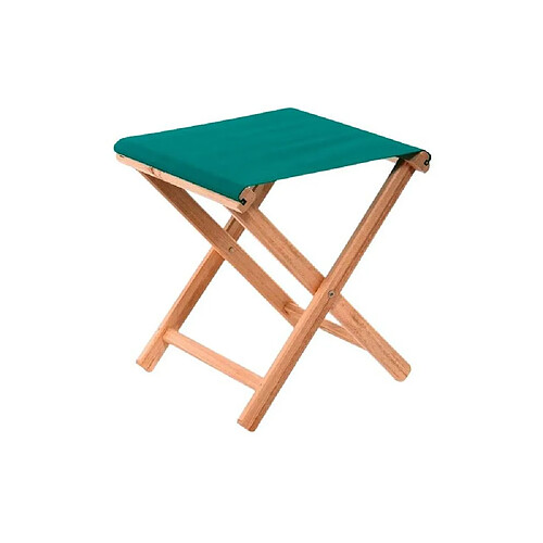 Lona Tabouret bois d'eucalyptus tissu 100% coton Elvas vert.