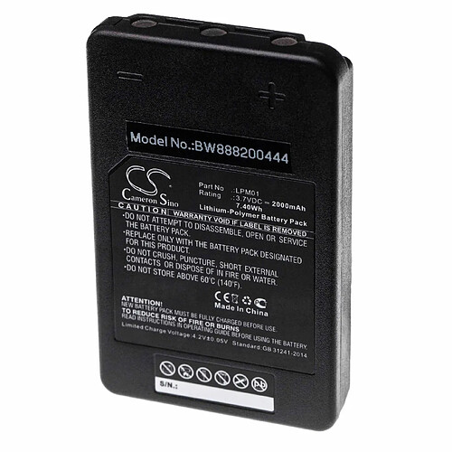 vhbw batterie remplace Autec LPM01, R0BATT00E10A0 pour télécommande industrielle(2000mAh, 3.7V, Li-Polymère)