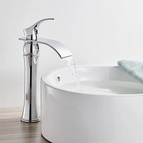 Mititigeur de lavabo et Vasque Auralum max Haut 31cm Robinet en Casacade Chromé Design Moderne en Laiton - EU Modèle