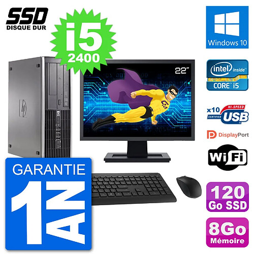 PC HP Compaq 6200 Pro SFF Ecran 22" i5-2400 RAM 8Go SSD 120Go Windows 10 Wifi · Occasion