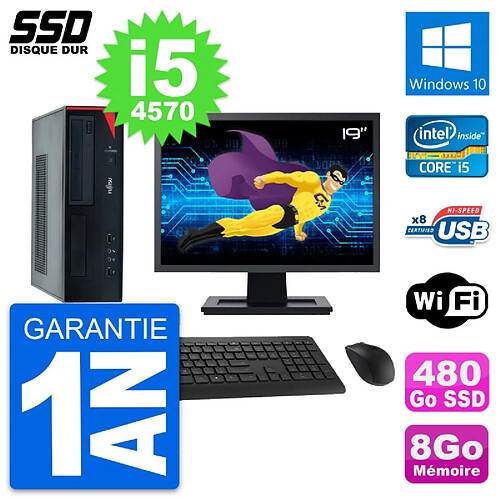 PC Fujitsu E520 DT Ecran 19" Intel i5-4570 RAM 8Go SSD 480Go Windows 10 Wifi · Occasion