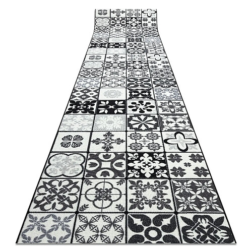 RUGSX TAPIS DE COULOIR antidérapant AZULEJO PATCHWORK, CARREAUX DE LISBONNE gris noir 67x510 cm