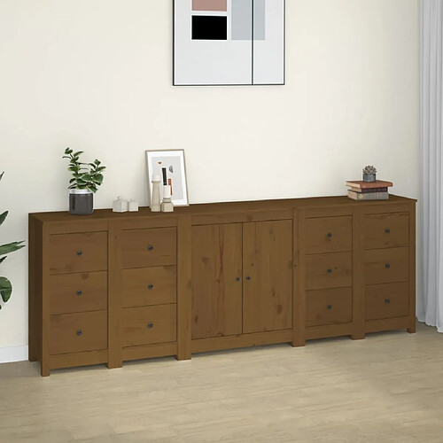 vidaXL Buffet Marron miel 230x35x80 cm Bois massif de pin