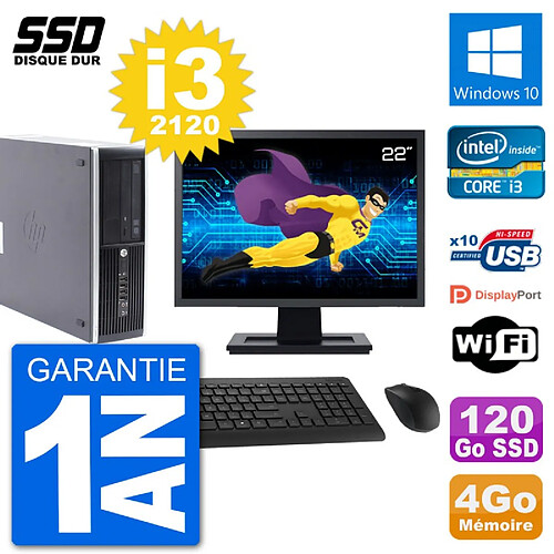 PC HP Compaq Pro 6300 SFF Ecran 22" i3-2120 RAM 4Go SSD 120Go Windows 10 Wifi · Occasion