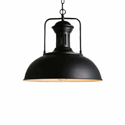 Stoex Suspension Lustre Industriel abat-jour Ø33cm Éclairage Antique Métal Rétro Pendentif Plafond Lumière E27,Noir