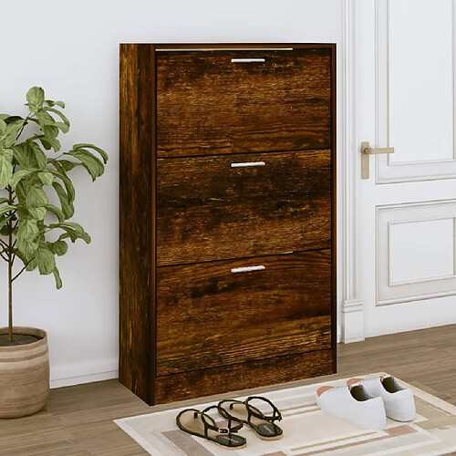 vidaXL Armoire à chaussures Chêne fumé 63x24x103 cm Bois d'ingénierie