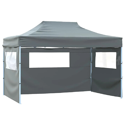 vidaXL Tente de réception pliable avec 3 parois 3x4 m Acier Anthracite