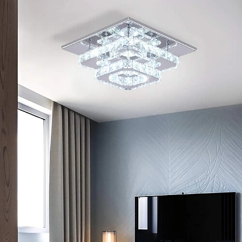 Stoex Plafonnier Led en Cristal K9 Luminaire Plafonnier Moderne Lampe de Plafond D'Intérieur Pour Chambre À Coucher, Salon, Couloir (Blanc Froid)