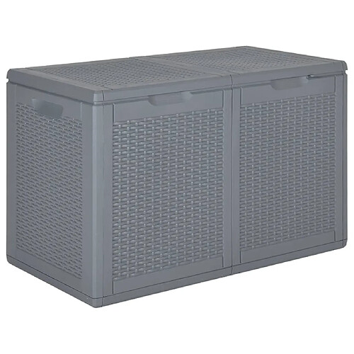 Helloshop26 Coffre boîte meuble de jardin rangement PP rotin 180 litres gris 02_0013090