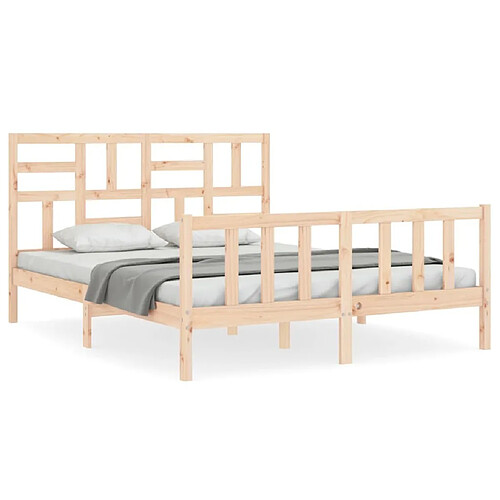 Maison Chic Cadre/structure de lit avec tête de lit pour adulte - Lit Moderne Chambre King Size bois massif -MN45104